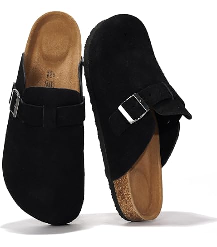 Amazon.com | Birkenstock Unisex Boston Soft Footbed, Black Suede